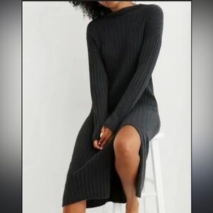 Aerie Ribbed Long Sleeve Soft Fitted Sweater Dress Gray sz
M
